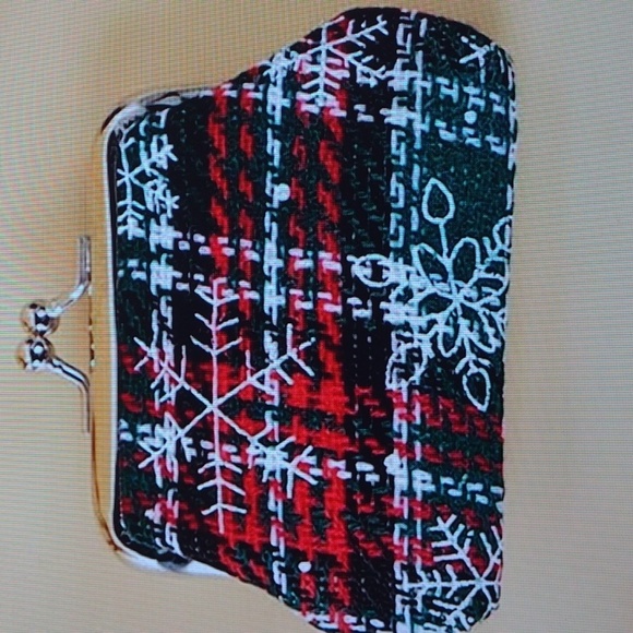 Coin Purse Plaid Snowflake Kiss Lock Tweed - Picture 4 of 4